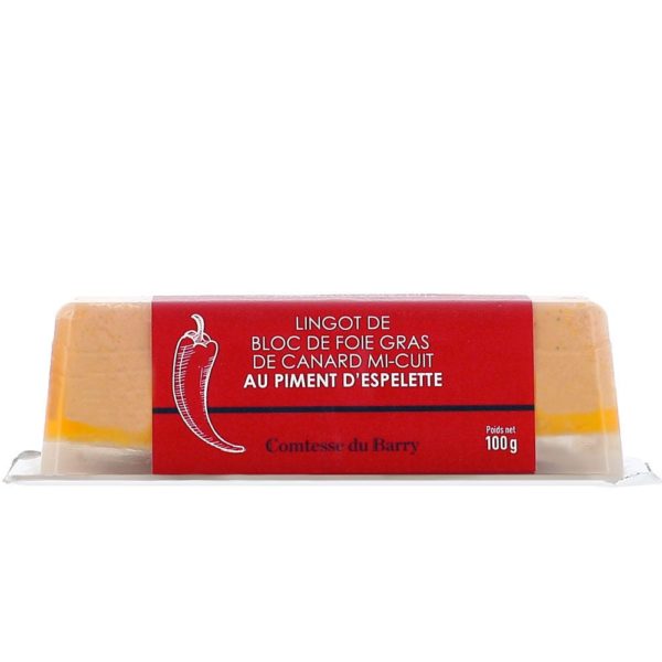 Lingot de  bloc de foie gras de canard mi-cuit au piment d’Espelette-Comtesse du Barry