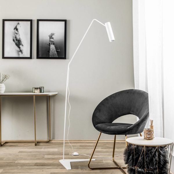 Euluna Lampadaire Eye Super à tête mobile, blanc Euluna