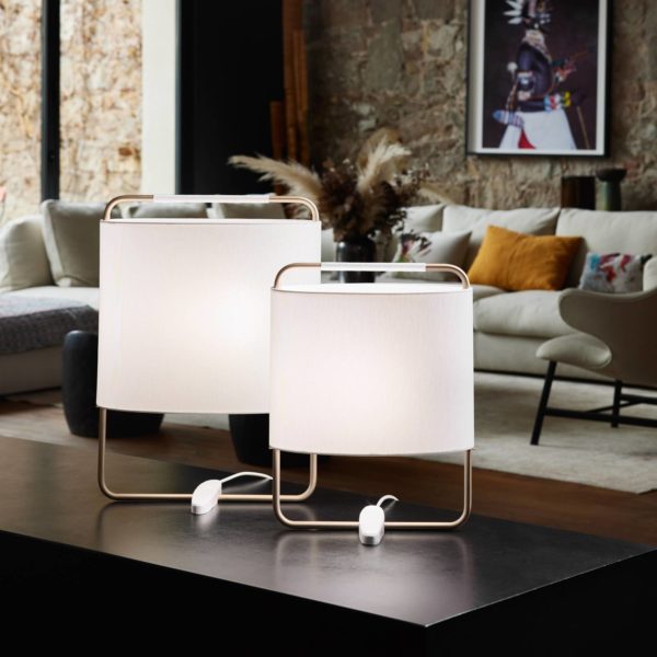 Carpyen Lampe à poser Margot, hauteur 44cm, beige, or, blanc Carpyen