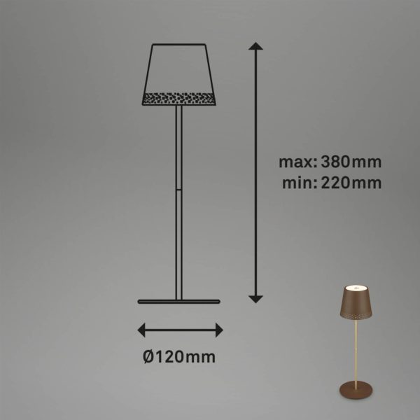 Briloner Lampe LED Kiki batterie 3 000 K, brune/dorée Briloner