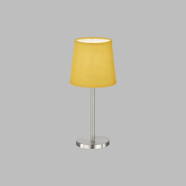 FH Lighting Lampe à poser Eve abat-jour lin nickel/jaune FH Lighting