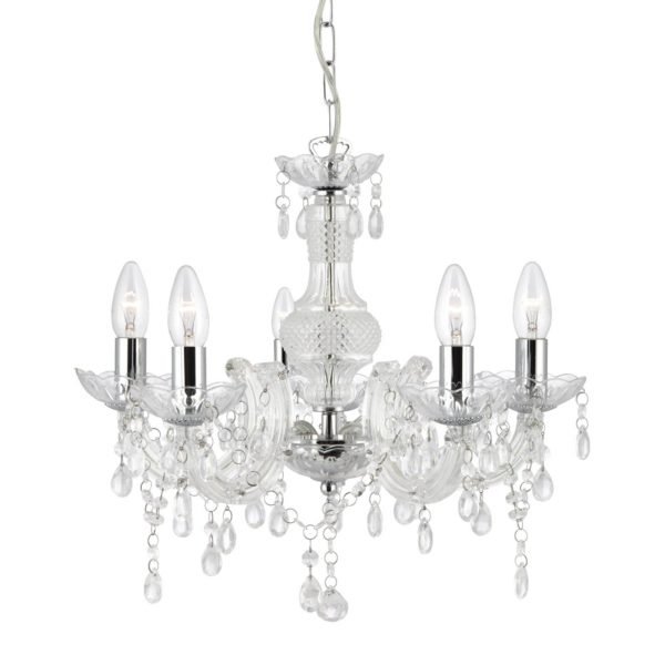 Searchlight Lustre Marie Therese, transparent, à 5 lampes Searchlight