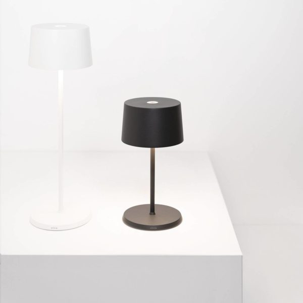 Zafferano Olivia mini 3K Lampe de table à accu grise Zafferano