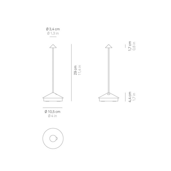 Zafferano Pina 3K Lampe de table à accu film argenté Zafferano