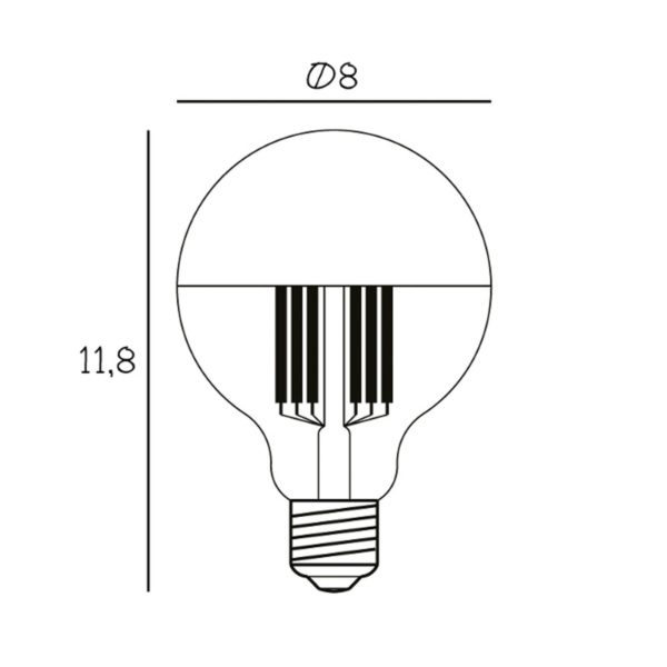 DESIGN BY US Ampoule à tête miroir LED Globe 80, argent, E27, 3,5 W, 2.700 K DESIGN BY US