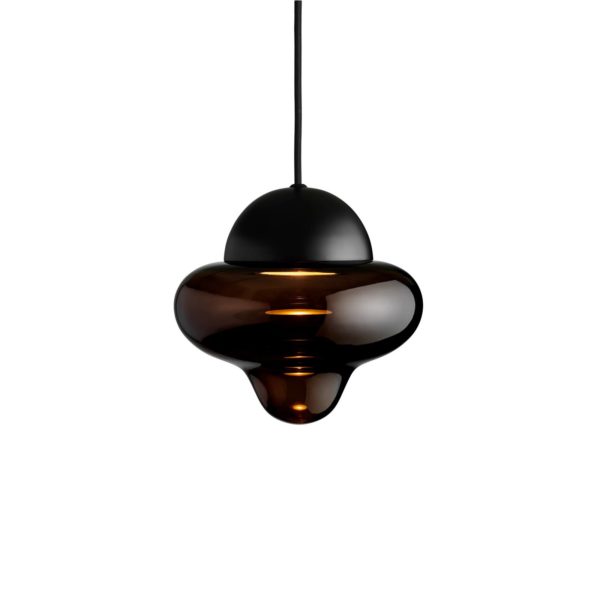 DESIGN BY US Suspension LED Nutty, brun / noir, Ø 18,5 cm, verre DESIGN BY US