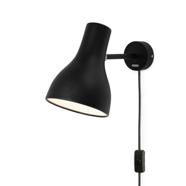 Anglepoise Type 75 applique avec fiche, noire Anglepoise