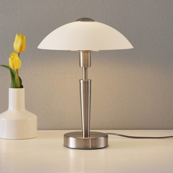 EGLO Lampe de chevet Solo 1, nickel, blanche EGLO