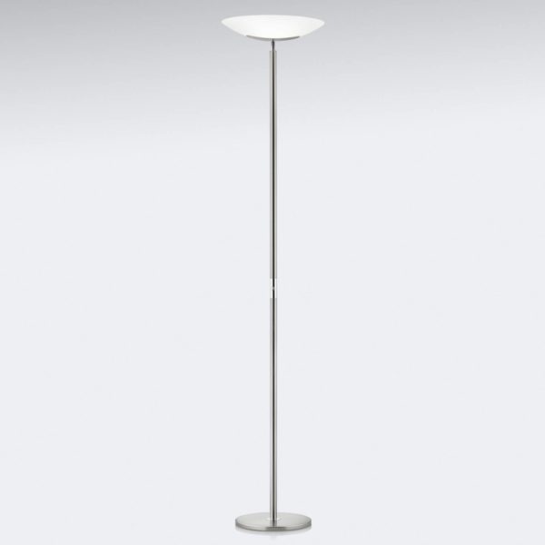 Knapstein Lampadaire à éclairage indirect LED Mika, nickel-chromé Knapstein