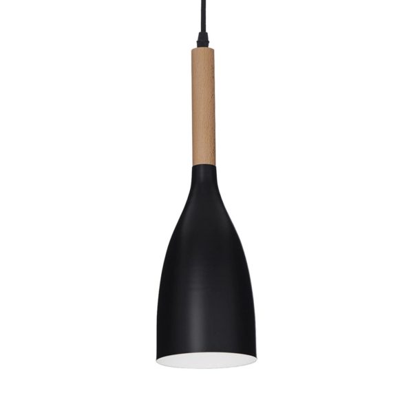 Ideallux Suspension Manhattan finition en bois, noire Ideallux