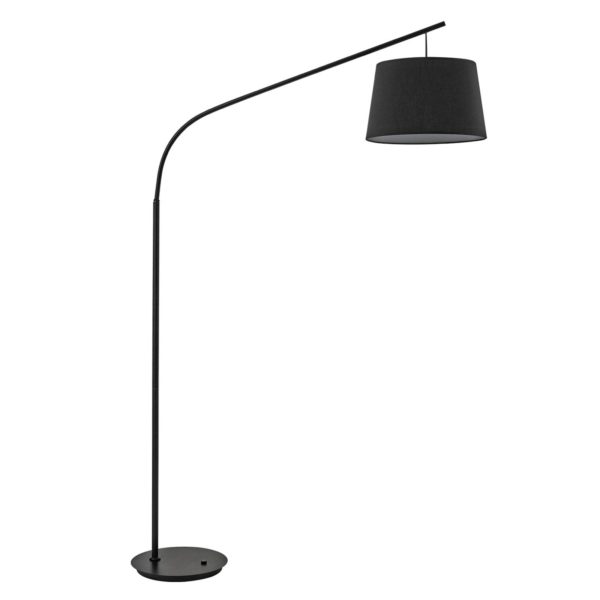 Ideallux Lampadaire arqué Daddi, abat-jour en tissu, noir Ideallux