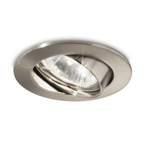 Ideallux Spot encastré Swing rond, GU10, inclinable, nickel Ideallux