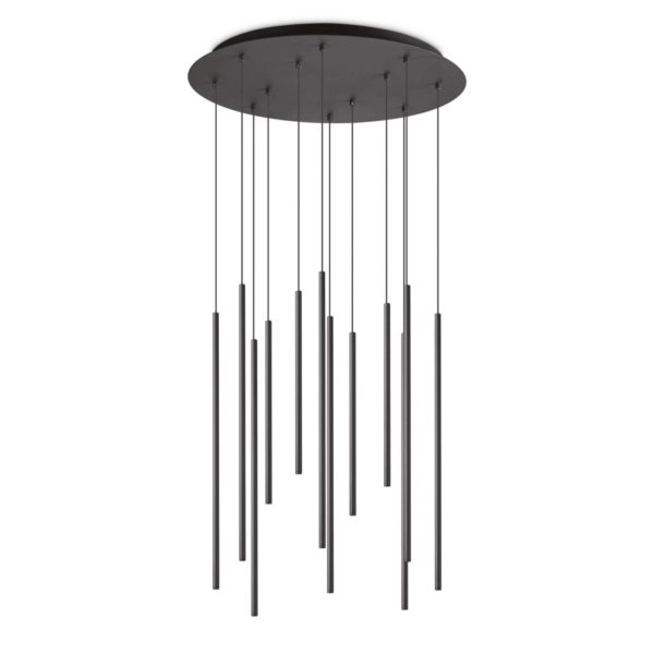 Ideallux Ideal Lux Filo suspension LED douze lampes, noire Ideallux