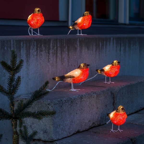 Konstsmide Christmas Set de 5 figurines LED acrylique Rouge-gorge Konstsmide Christmas