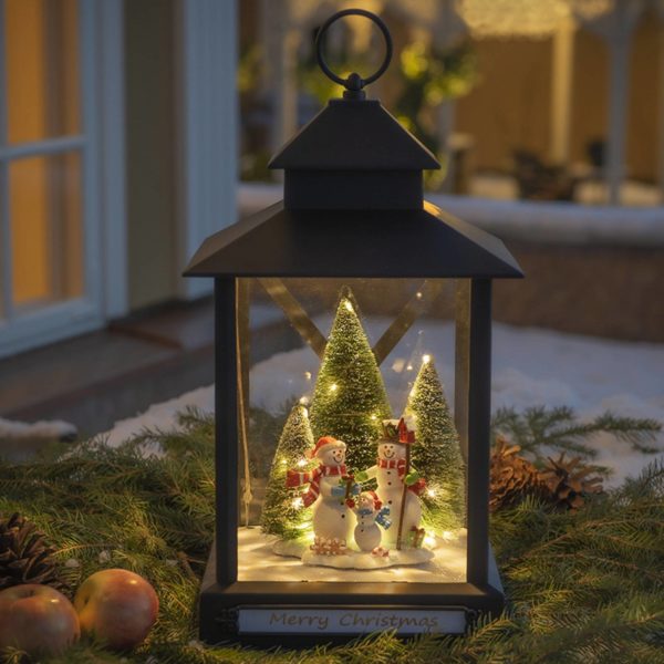 Konstsmide Christmas Lanterne déco LED Bonshommes neige noir IP44 42 cm Konstsmide Christmas