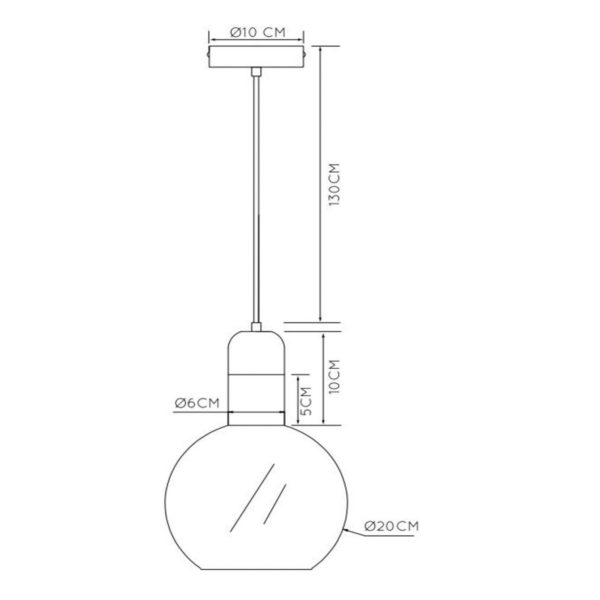 Lucide Suspension Julius, à 1 lampe, gris fumé, Ø 20 cm Lucide