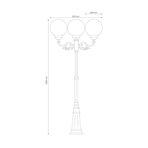 LCD Lampadaire d’extérieur 1144, 3 lampes, noir/blanc LCD