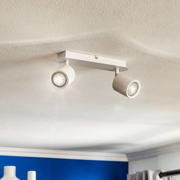 Luminex Spot pour plafond Modo en inox, blanc, deux lampes Luminex