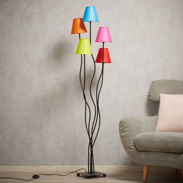 Näve Lampadaire en tissu Colori à 5 lampes, coloré Näve