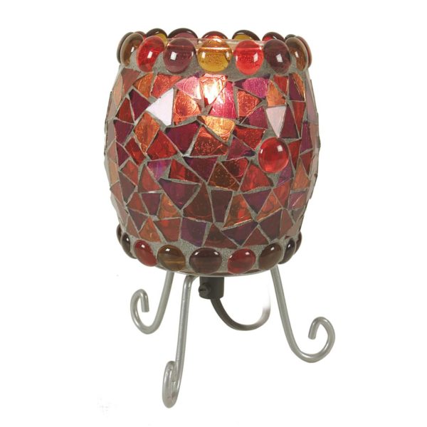 Näve Lampe à poser Enya avec mosaïque de verre rouge Näve