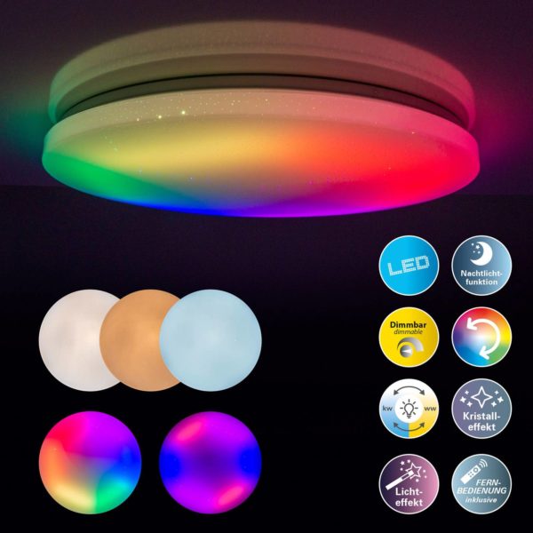 Näve Plafonnier LED Rainbow, dimmable, RGBW, veilleuse Näve