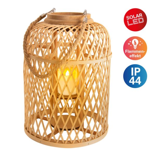 Näve Lanterne solaire LED Panier bambou 38 cm naturel Näve