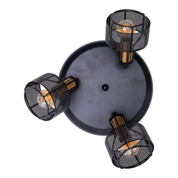 Näve Plafonnier rond Foro, à trois lampes, noir/doré Näve