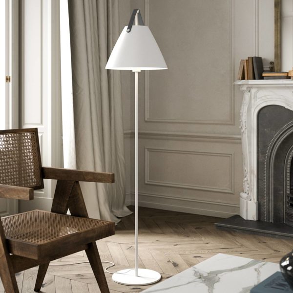 DFTP by Nordlux Lampadaire Strap en métal, ruban en cuir, blanc DFTP by Nordlux