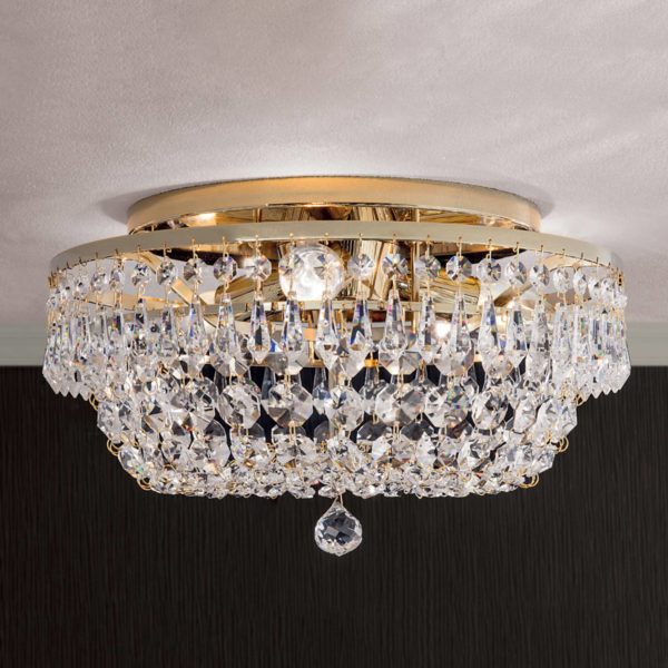 Orion Plafonnier cristal SHERATA rond, or 35 cm Orion