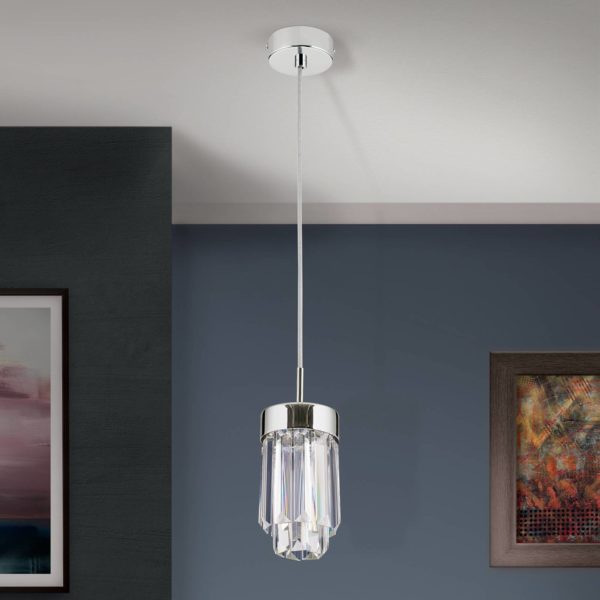 Orion Suspension LED Prism, verre cristal Ø10cm chromé Orion