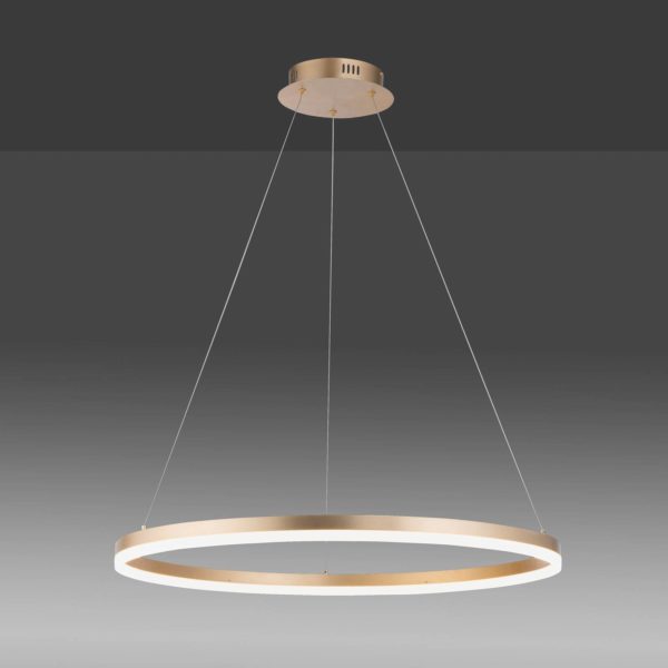 Paul Neuhaus Suspension LED Titus, ronde, Ø 80 cm, laiton mat PAUL NEUHAUS