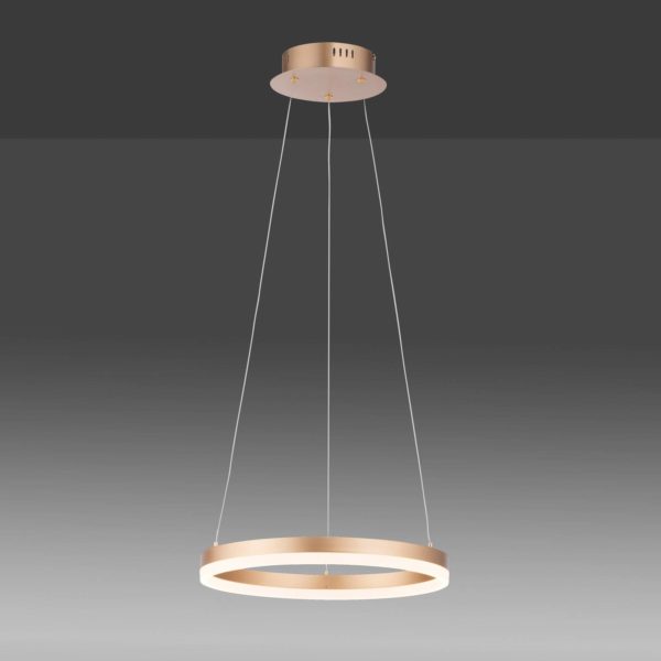 Paul Neuhaus Suspension LED Titus, ronde, Ø 40 cm, laiton mat PAUL NEUHAUS