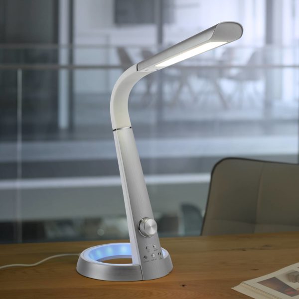 Paul Neuhaus Bill lampe de bureau LED, argentée PAUL NEUHAUS