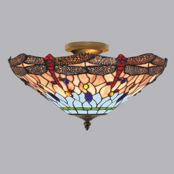 Searchlight Plafonnier Dragonfly de style Tiffany Searchlight