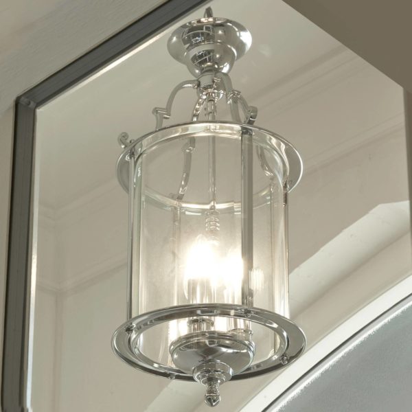 Searchlight Suspension Bevelled Lantern, verre, chromée Searchlight