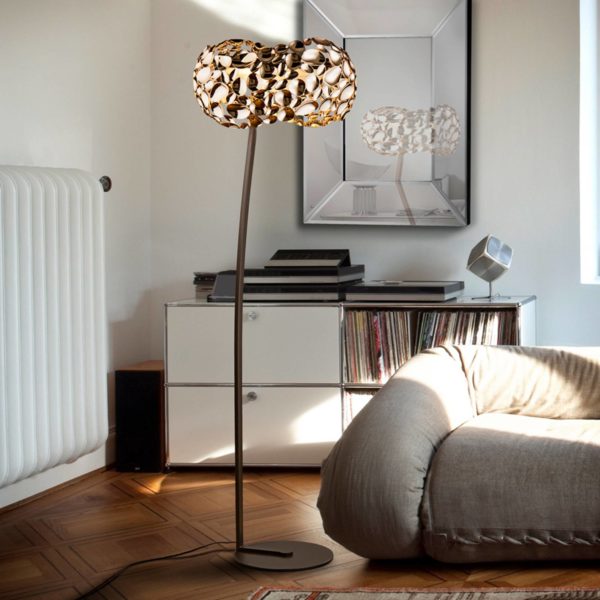 Schuller Valencia Lampadaire LED Narisa, doré rosé/brune Schuller Valencia