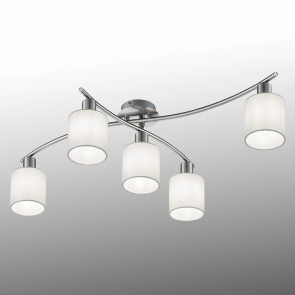 Trio Lighting Plafonnier Garda avec des abat-jour de tissu gris Trio Lighting