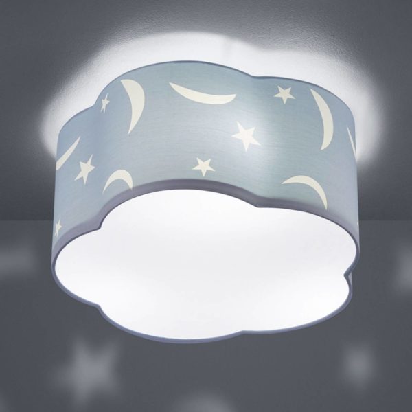 Trio Lighting Plafonnier Moony pour chambre d’enfant bleu pastel Trio Lighting