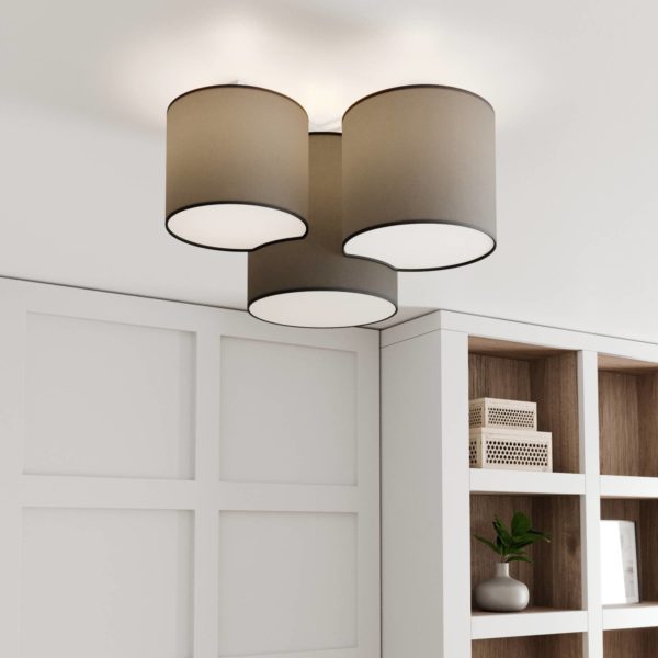 TK Lighting Plafonnier Mona à 3 lampes, gris TK Lighting