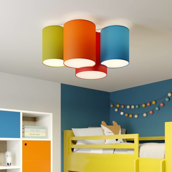 TK Lighting Plafonnier Mona à 4 lampes, multicolore TK Lighting