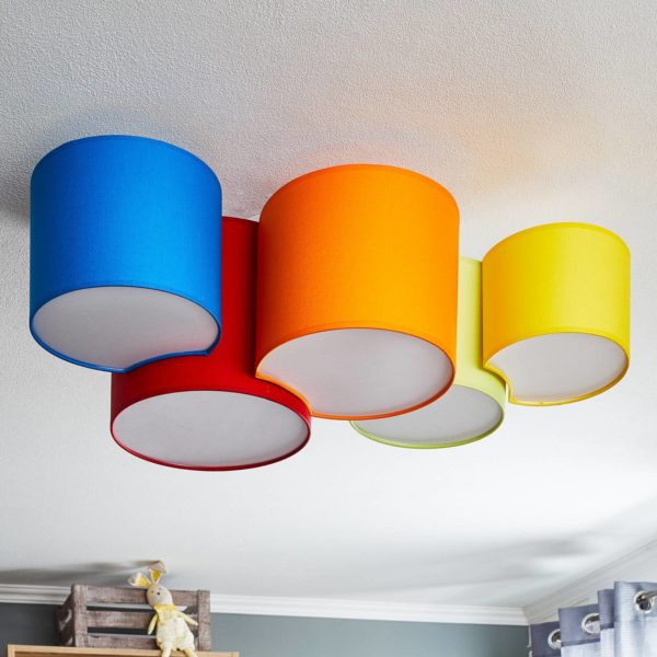 TK Lighting Plafonnier Mona à 5 lampes, multicolore TK Lighting