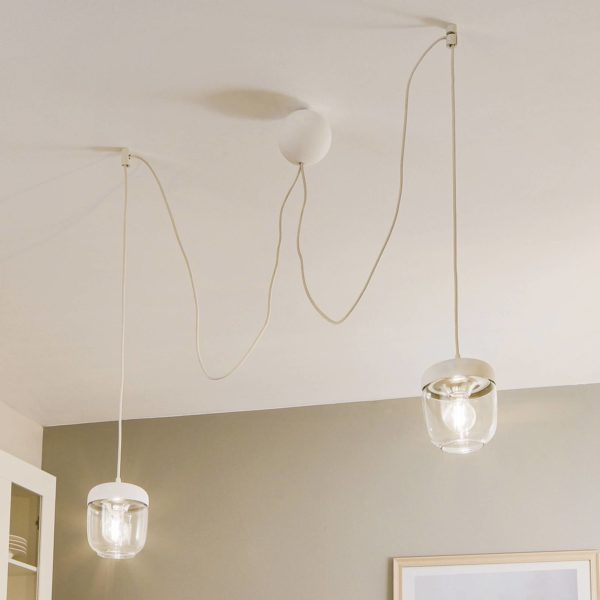 UMAGE Acorn suspension blanche/acier, à 2 lampes UMAGE