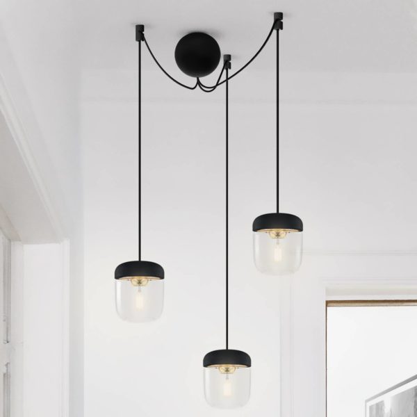 UMAGE Suspension décentrée Acorn à 3 lampes noir laiton UMAGE