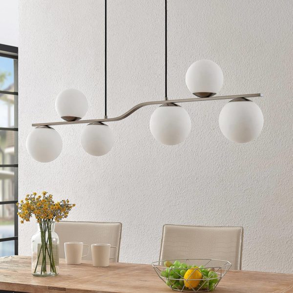 Lindby Avalyn suspension, blanche, nickel satiné LINDBY