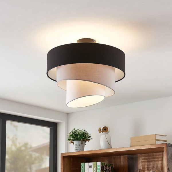 Lindby Coria plafonnier, noir et gris LINDBY