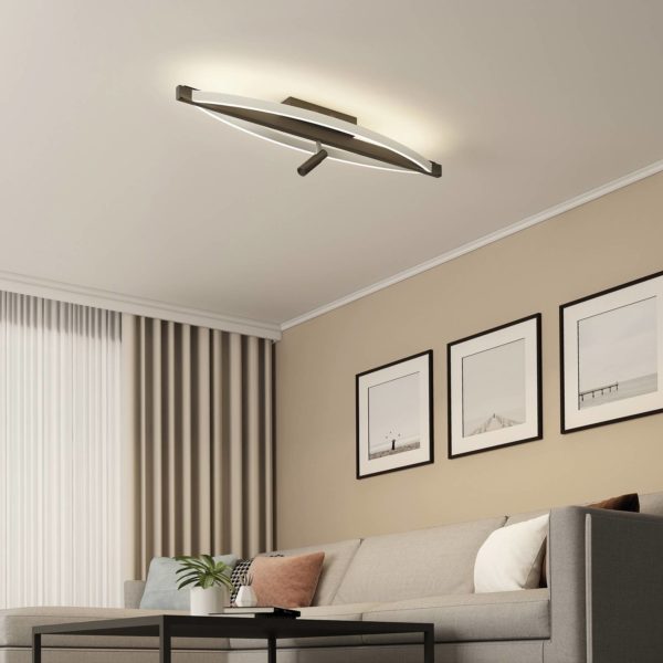 Lucande Matwei plafonnier LED, ovale, nickel LUCANDE