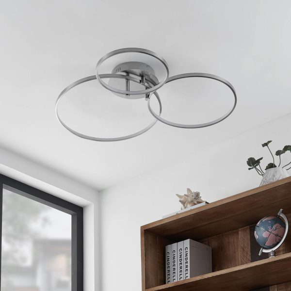 Lindby Rayk plafonnier LED, nickel satiné LINDBY