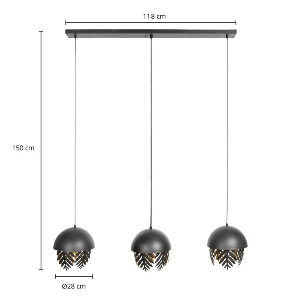 Lucande Aparas Suspension aspect feuille, à trois lampes LUCANDE