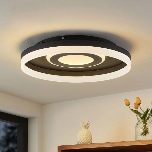 Lindby Gulda Plafonnier LED, RBGW, noir LINDBY