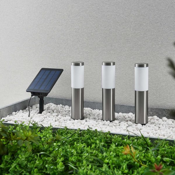 Lindby Lexiane lampes solaires LED, lot de 3, inox LINDBY